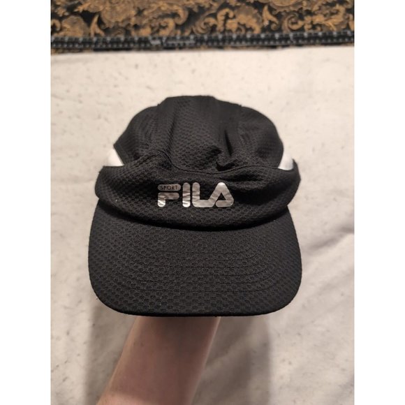 Fila Sport Mesh Solid Runner Tennis Cap One Size Black Multi Panel - Picture 1 of 6